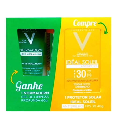 Vichy Kit - Idéal Soleil Toque Seco FPS30 + Normaderm Gel de Limpeza