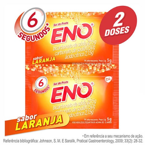 Sal de Fruta Eno Sabor Laranja 2 envelopes 5g cada