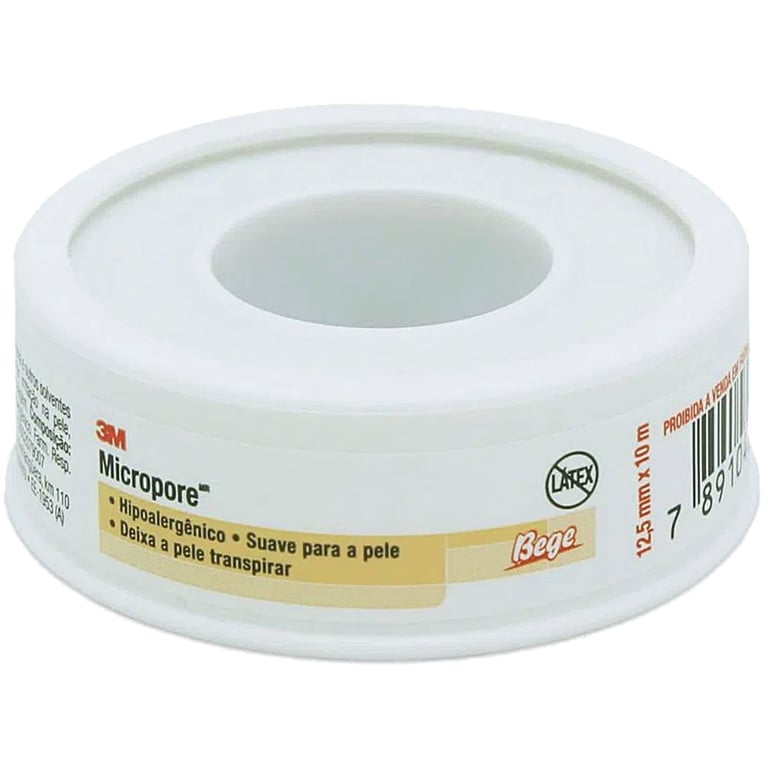 Fita Micropore 3M Hipoalergênica Bege 12,5mm X 10m