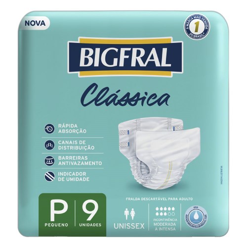 Fralda Descartável Bigfral Clássica P 9 Unidades