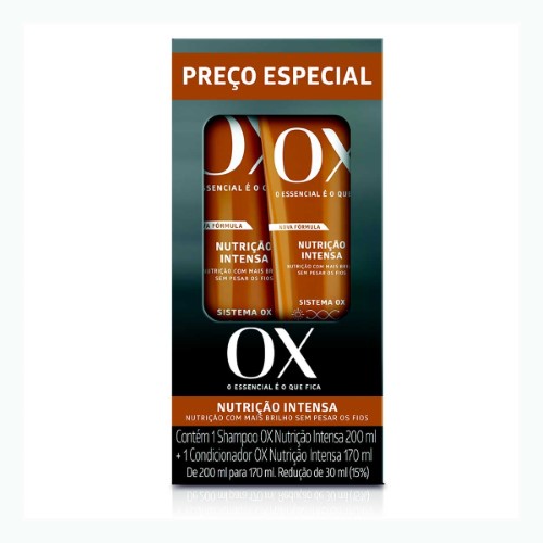 OX Cosmeticos Nutrição Intensa Kit – Shampoo 200ml + Condicionador 170ml