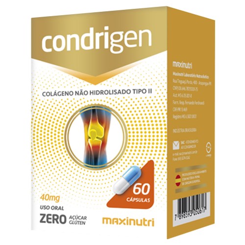 Condrigen Colágeno Tipo II Não Hidrolisado Maxinutri 40g - 60 Cápsulas