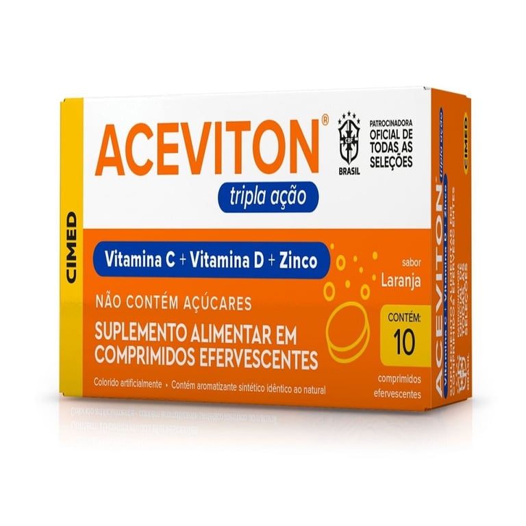 Vitamina C Efervescente Aceviton Tripla Ação Laranja 30 comprimidos