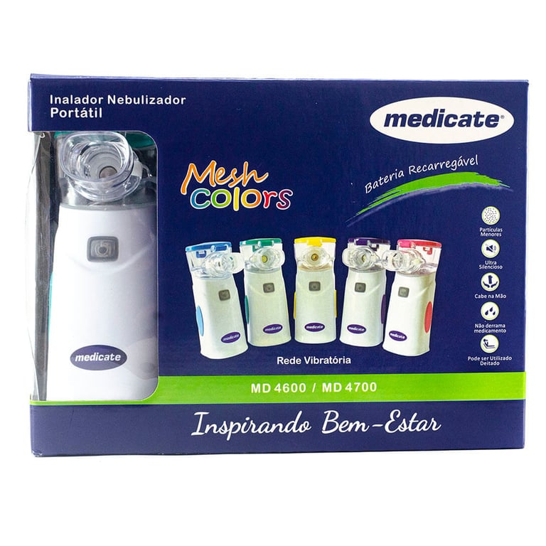 Inalador Portátil Mesh Com Bateria e Fonte Verde 4700VD Medicate