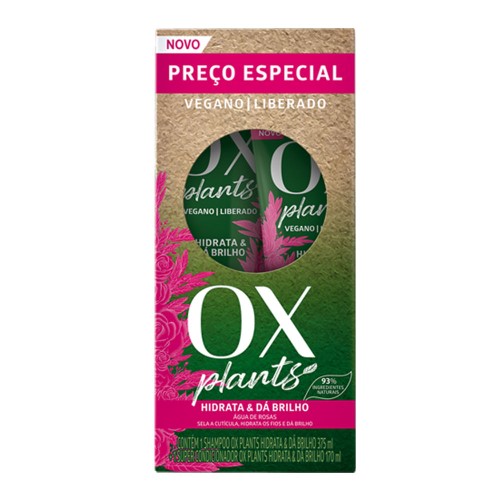 OX Plants Hidrata e Dá Brilho Kit Shampoo + Condicionador