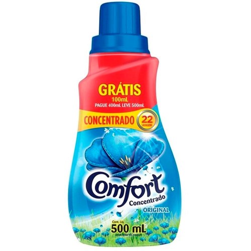 Amaciante De Roupa Comfort Concentrado Original Leve 500ml Pague 400ml