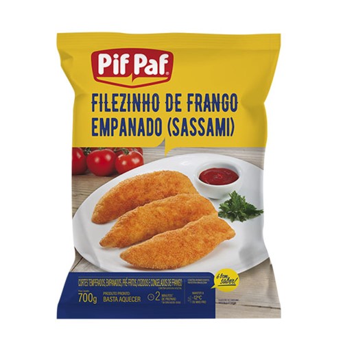 Filezinho de Frango Pif Paf Empanado Sassami 700g