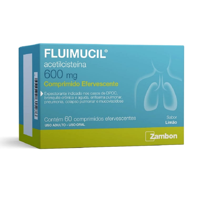 Fluimucil 600mg Sabor Limão 60 Comprimidos Efervescentes