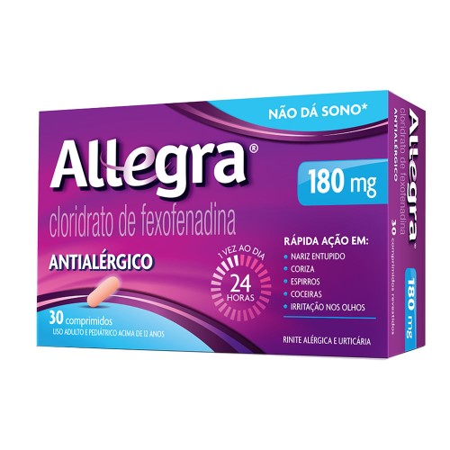 Allegra Cloridrato de Fexofenadina 180mg 30 comprimidos