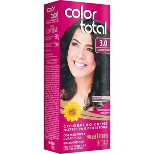 Tintura Salon Line Color Tot 3.0 Castanho Escuro - Salon Line Color Total