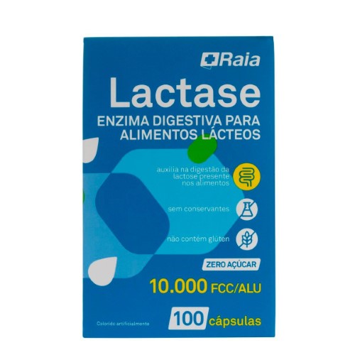 Lactase Enzima Digestiva Raia 10.000 FCC 100 Cápsulas