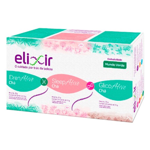 Chá Elixir DrenAtive SleepAtive GlicoAtive com 60 sachês