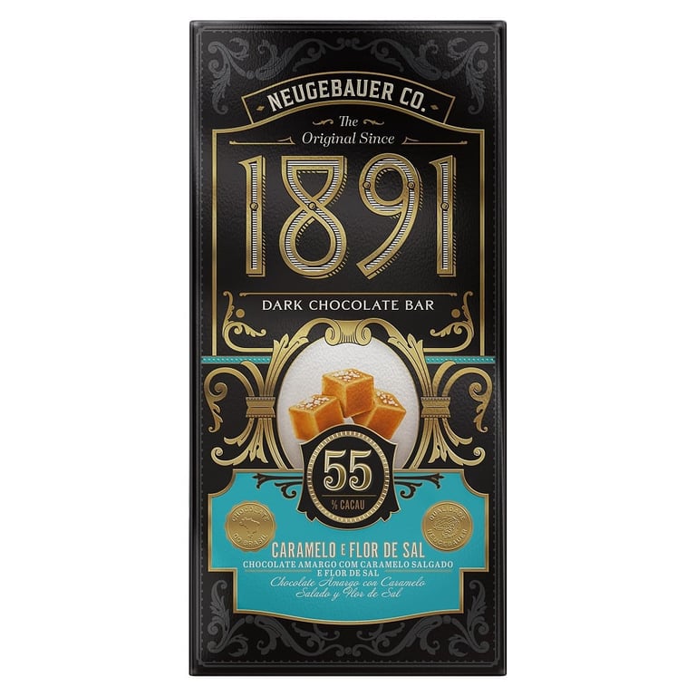 Chocolate Barra Neugebauer 1891 55% Cacau Caramelo E Flor De Sal Salgado 90g