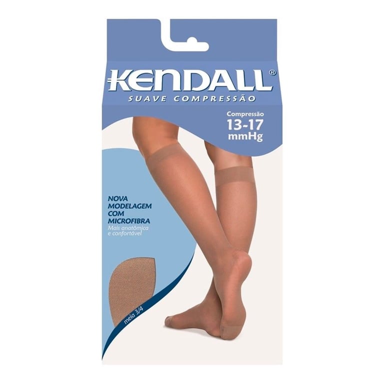 Meia 3/4 Kendall Feminina Suave Compressão Cor Preta Médio 13-17mmHg 1 Par