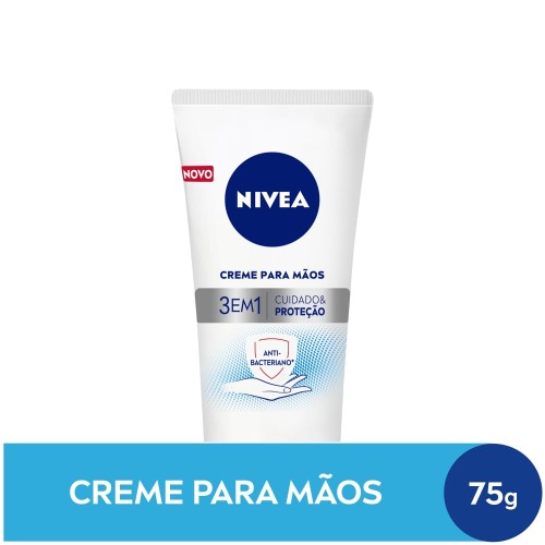 Creme para Mãos Nivea 3 em 1 Cuidado e Proteção Antibacteriano 75g