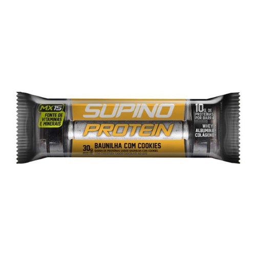 Barra de Proteína Supino Protein Baunilha com Cookies com 30g