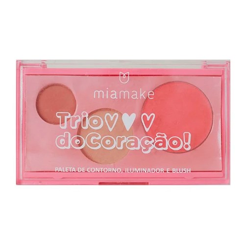 Paleta de Contorno Iluminador e Blush Miamake Trio do Coração Cor 1