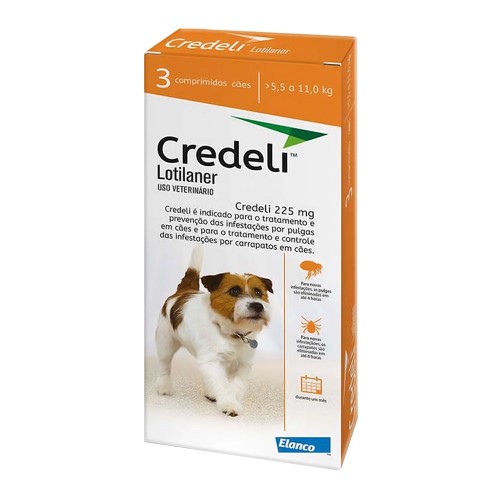 Credeli 225mg Antipulgas e Carrapatos para Cães de 5,5 a 11,0kg com 3 Comprimidos Mastigáveis