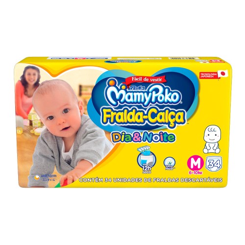 Fralda Calça Infantil MamyPoko Dia&Noite M - 34 Unidades