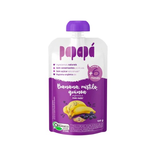 Papinha Papapá Orgânica Banana, Mirtilo e Quinoa 100g