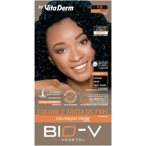 Coloração Creme Bio-V Vita Derm 1.0 Preto