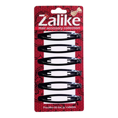 Presília para Cabelos Tic Tac Zalike Preto 6cm 6 Unidades