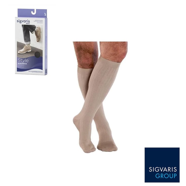 Meia De Compressão Sigvaris Men Style Actitud 20-30mmHg M 192B Caqui 1 Par