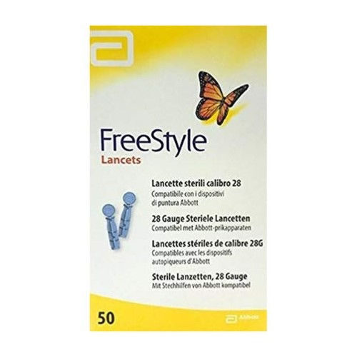 Lanceta Freestyle Optium Lancets com 50 Tiras de 28g