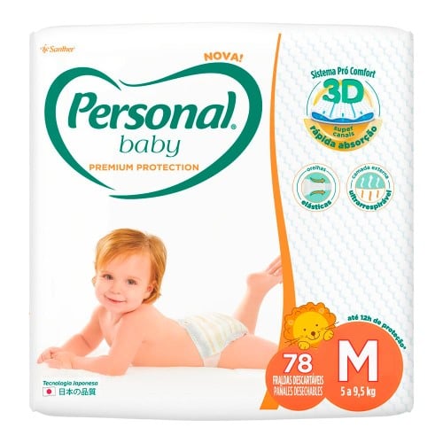 Fralda Personal Baby Premium Protection M - 78 Unidades