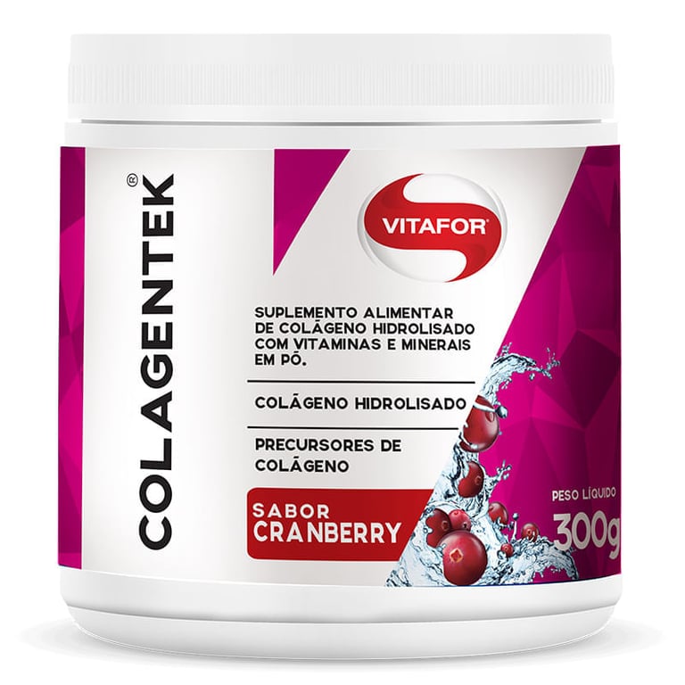 Colagentek Colágeno Hidrolisado Cranberry Vitafor Pote 300g