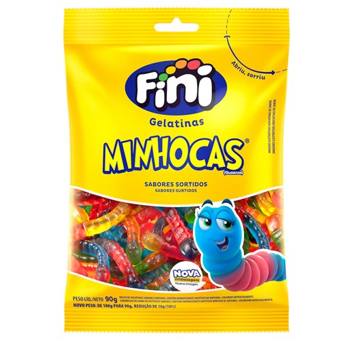 Bala de Gelatina Fini Minhocas Brilho 100g