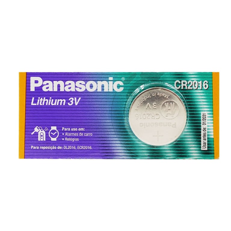 Bateria Panasonic de Lithium Botão CR2016 3V com 1 Unidade