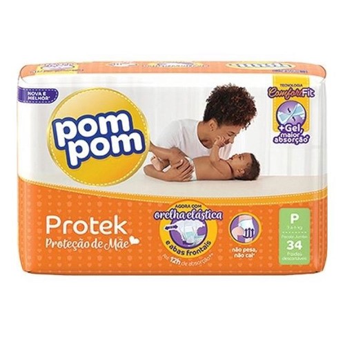 Fralda Pom Pom Protek Proteção de Mãe P - 32 Unidades