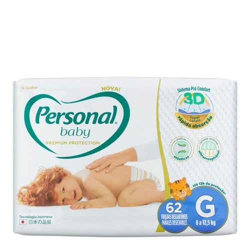 Fralda Personal Baby Premium Protection G - 62 Unidades