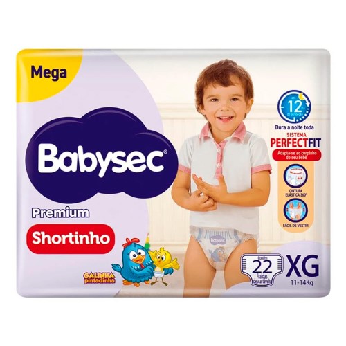 Fralda Shortinho Babysec Premium Tamanho XG com 22 Fraldas Descartáveis