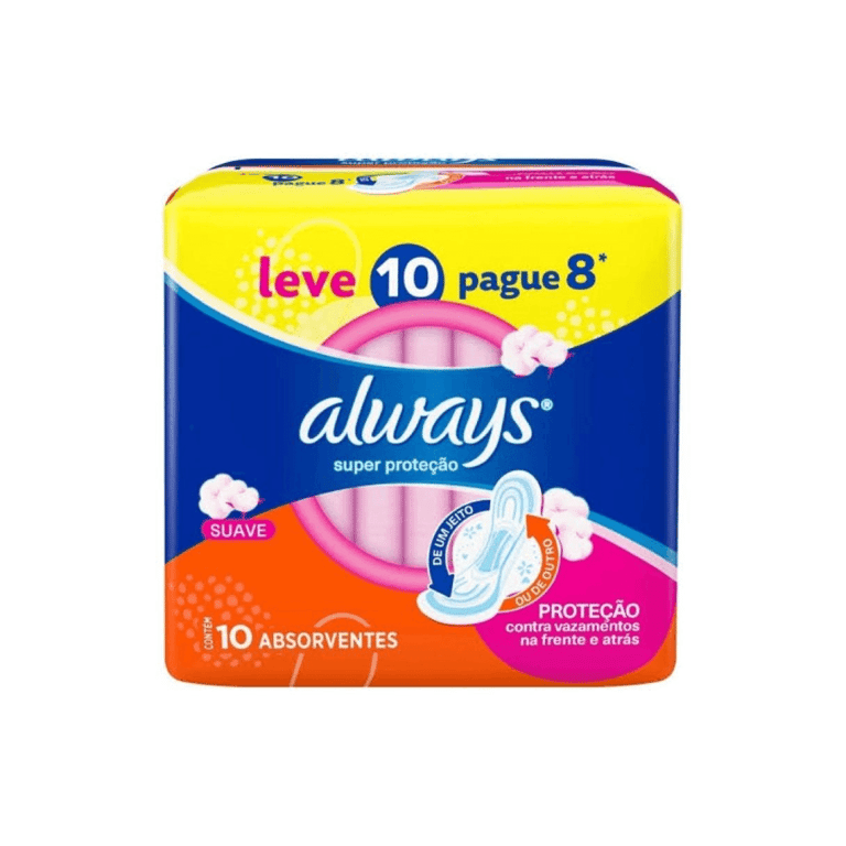 Absorvente Always Super Proteção Suave Com Abas 10 Unidades