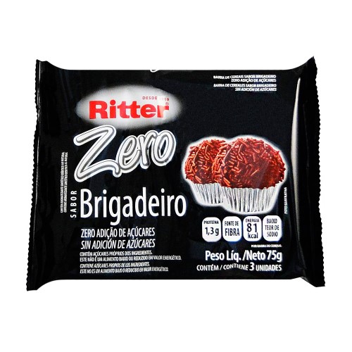 Barra de Cereais Ritter Brigadeiro Zero Adição de Açúcar com 3 Undiades de 25g cada