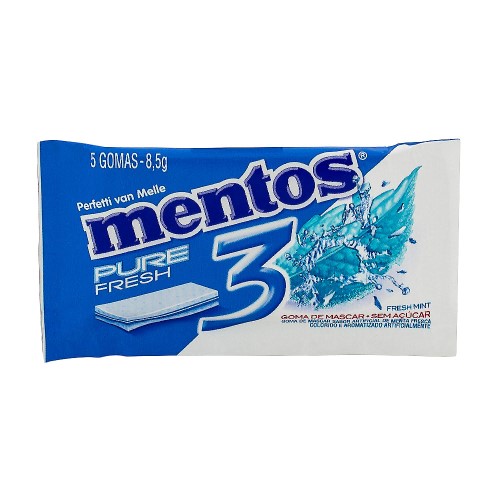 Goma Mentos Pure Fresh Mint 3 com 5 Unidades