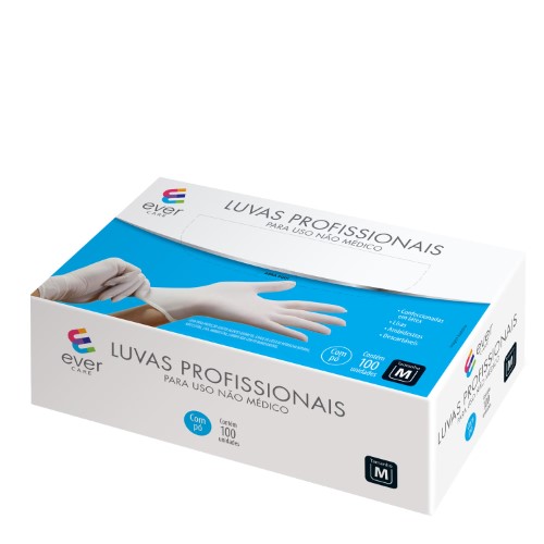 Luvas Látex Profissionais Ever Care M 100 Unidades