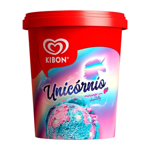 Sorvete Kibon Unicórnio Morango com Chantilly 800ml