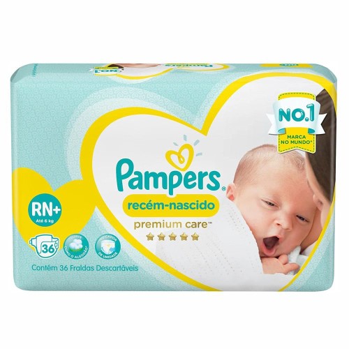 Fraldas Pampers Premium Care Recém Nascido RN+ 36 Unidades