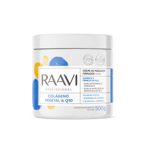 Creme Para Massagem Corporal Raavi Q10 Colágeno Vegetal 500g