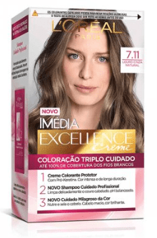 Tintura Permanente Imédia Excellence Creme 7.11 Louro Cendre Natural com 1 Unidade