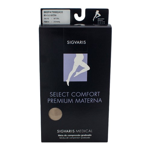 Meia Calça Materna Sigvaris Select Comfort Premium 20-30 mmHg Ponteira Aberta M (Tamanho Médio) Normal (M2), Cor Bege