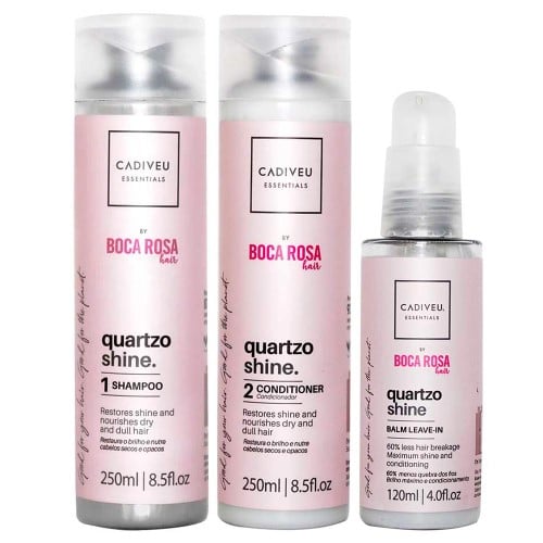 Cadiveu Essentials Quartzo Shine by Boca Rosa Hair - Kit Shampoo + Condicionador + Leave-in