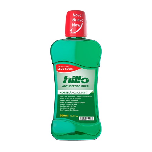 Antisséptico Bucal Hillo Sem Álcool Hortelã Leve 500ml Pague 350ml