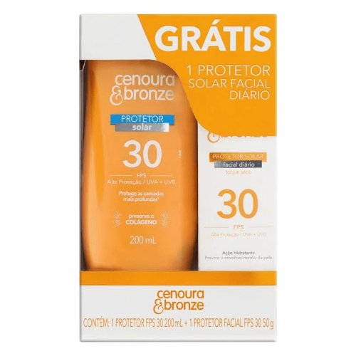 Kit Protetor Solar Cenoura & Bronze Facial FPS 30 50g + Corporal FPS 30 200ml