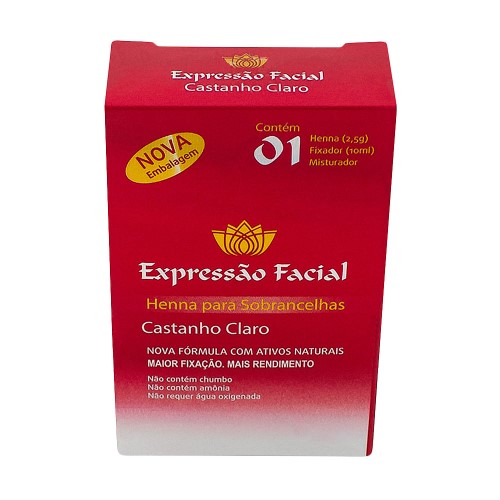 Henna para Sobrancelhas Expressão Facial Castanho Claro Kit