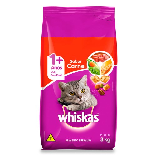 Ração para Gatos Whiskas Adultos Sabor Carne 3kg