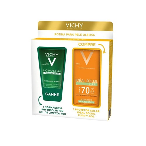 Vichy Idéal Soleil Kit – Protetor Solar cor Média + Gel de Limpeza